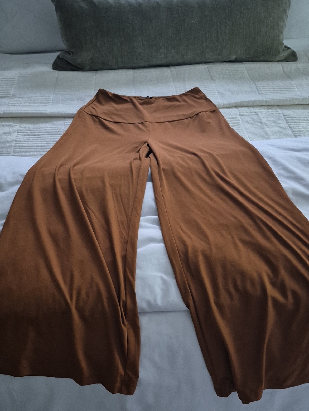 Flowy Wide-Leg Palazzo Pants in Cognac Brown